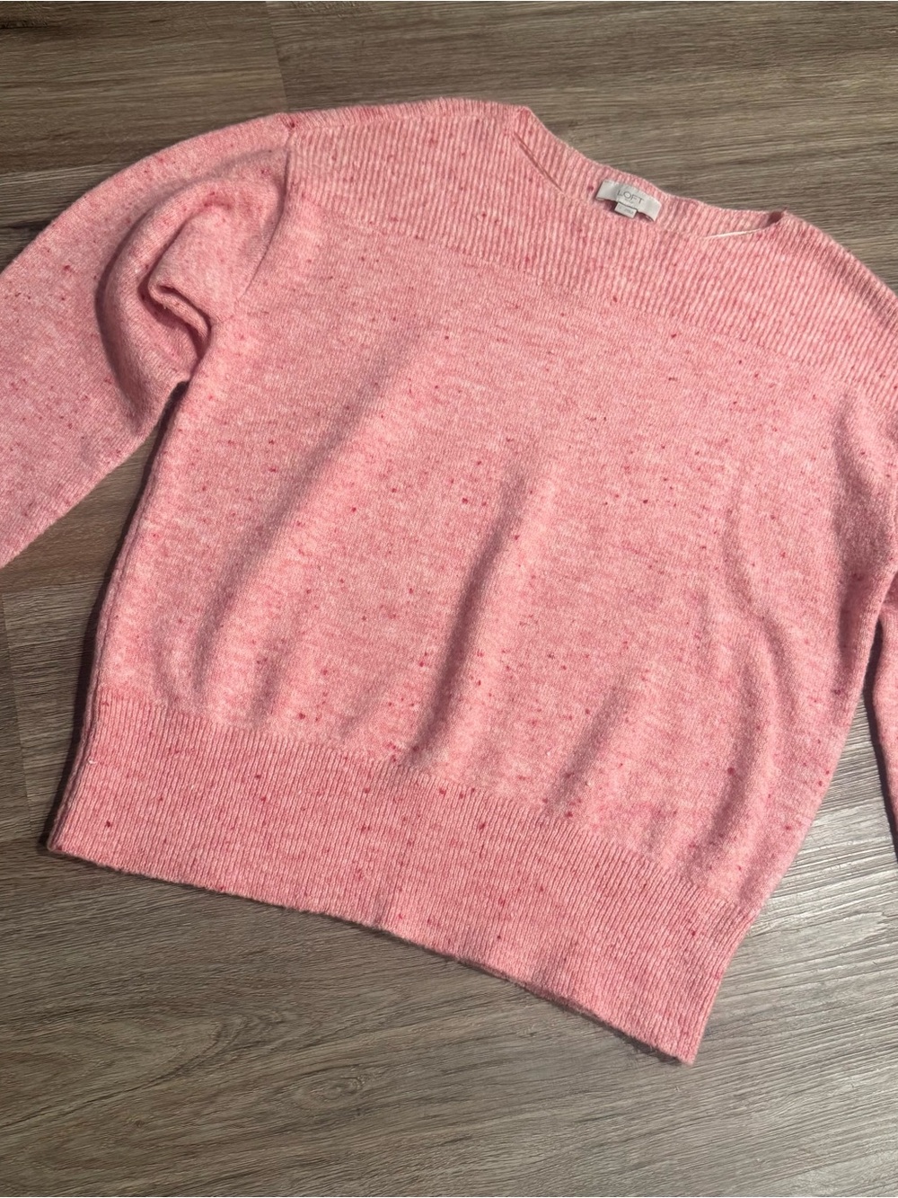LOFT Pink Speckled Crewneck Sweater